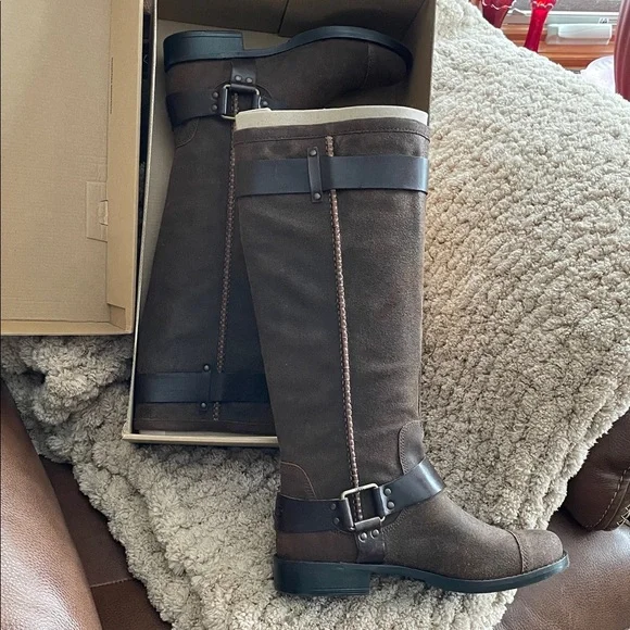 UGG Brown Leather Knee-High Boots - Picture 2 of 5